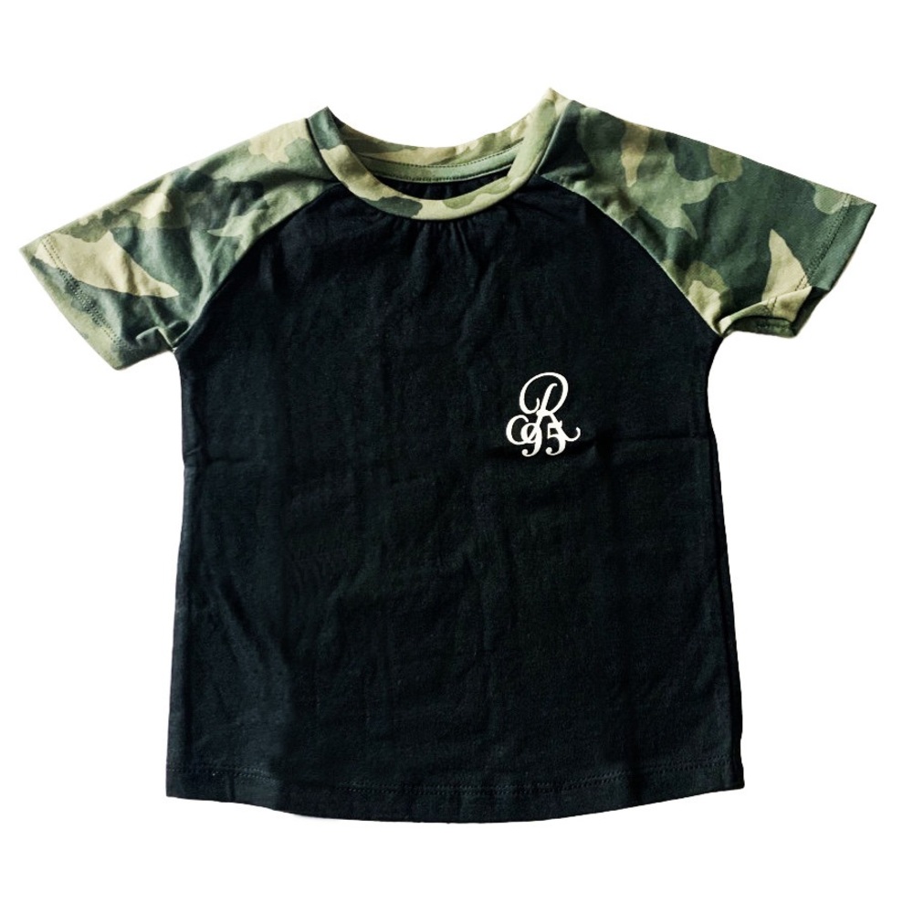 River Island Camo Print Sleeve Black T-Shirt
